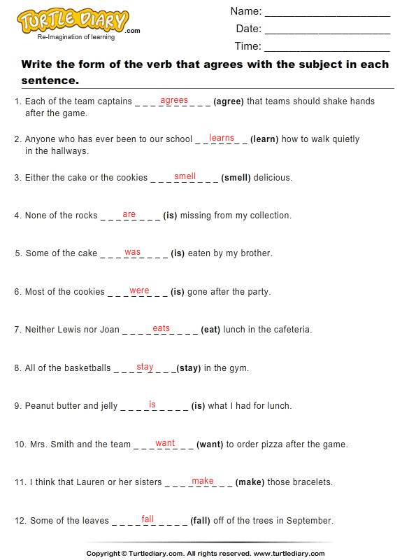 grade sentences 1 unscramble worksheet Sentence Write each Verb of the for Form Worksheet