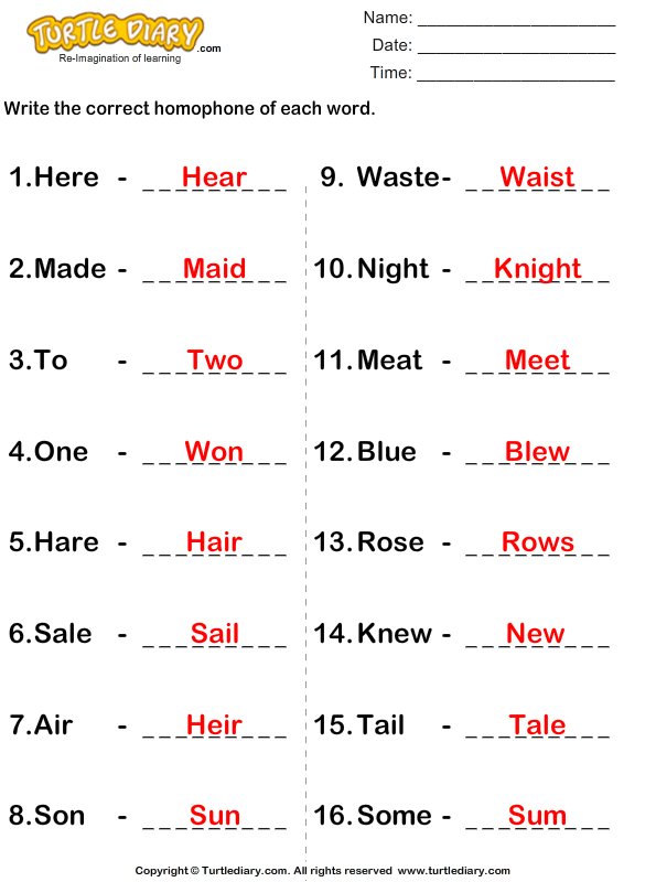 students english for homework esl Worksheet  Word that Same the  Turtle Sound the Write Diary