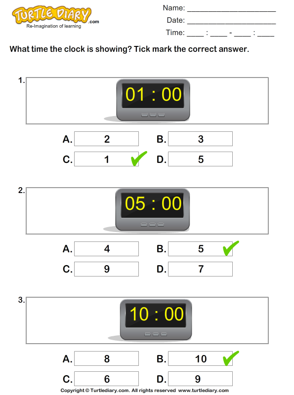 Write Time In Hours Worksheet - Turtle Diary