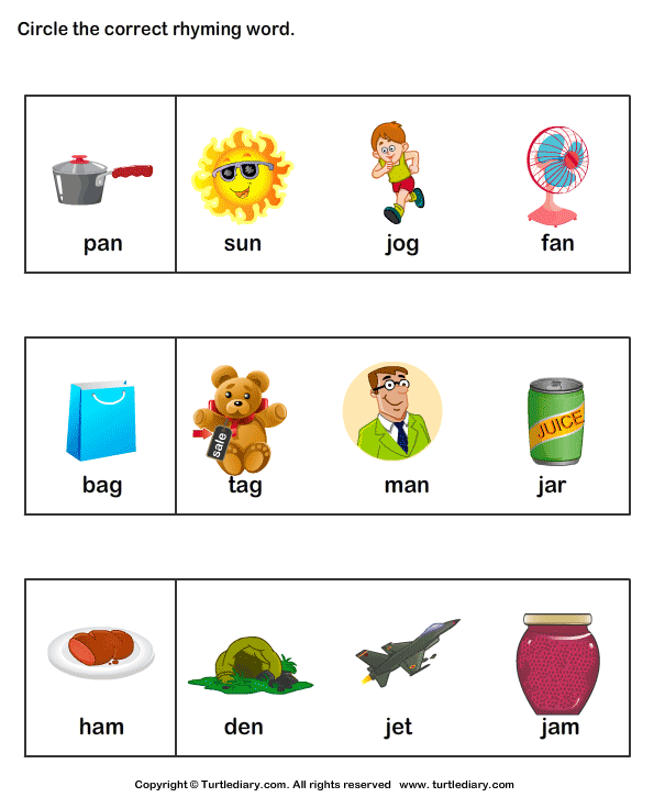 identify words that rhyme 6 - Rhyming Worksheets For Kindergarten