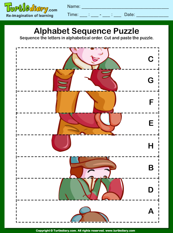 Alphabet Sequencing Worksheet - Turtle Diary