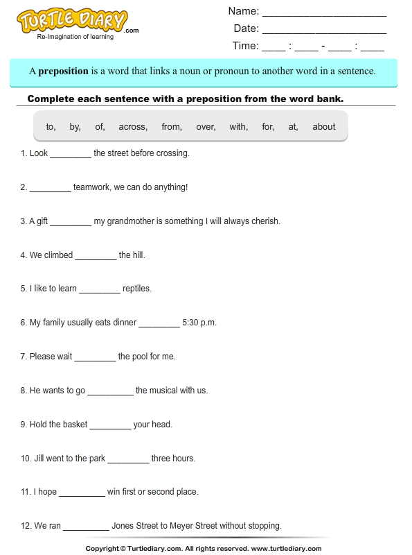 Prepositions exercises for class 10 icse with answers pdf answer