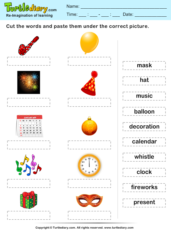 christmas word match worksheet turtle diary