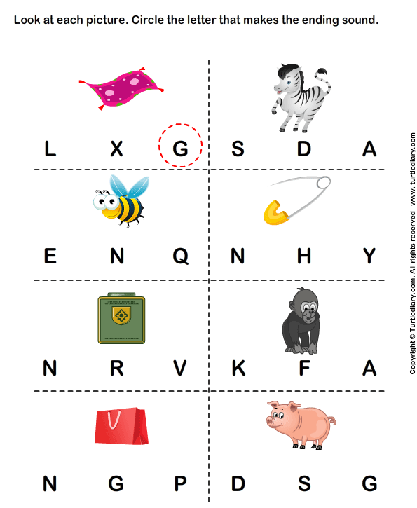 Circle The Letter That Makes The Beginning Sound Of Words Represented By Each Picture Worksheet Turtle Diary
