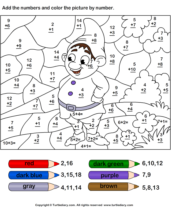 Colour By Number Sums Worksheets