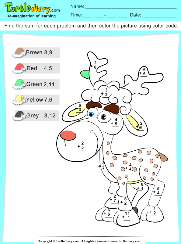 color-by-sum-reindeer-worksheet-turtle-diary