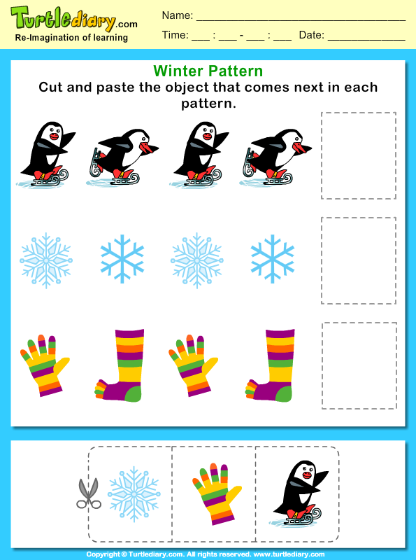 Complete the Pattern Cut and Paste Worksheet - Turtle Diary