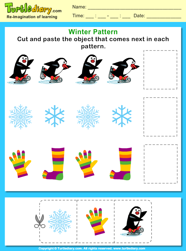 free 1 grade for worksheets language and Worksheet Cut the  Paste Complete Pattern Turtle Diary