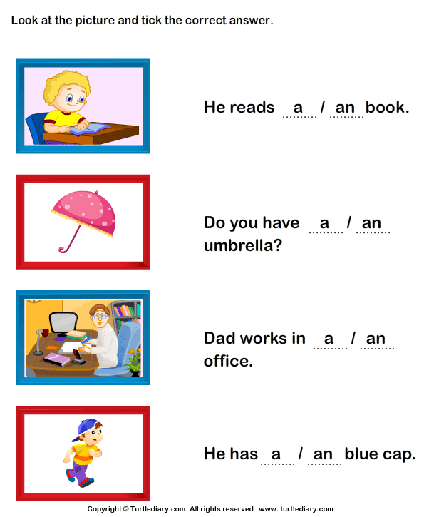 Complete The Sentence With A Or An Turtle Diary Worksheet