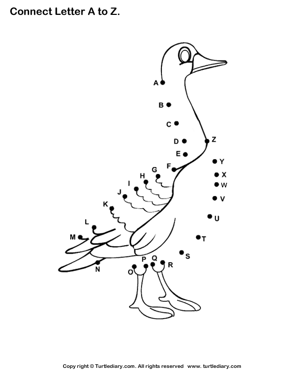 Connect the Dots Alphabet A to Z Worksheet - Turtle Diary