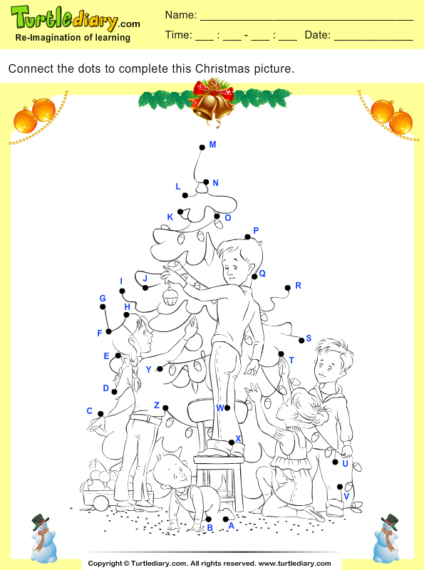 Connect the Dots Christmas  Tree Decoration  Worksheet 