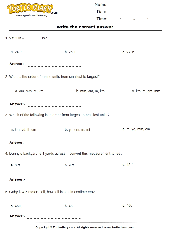 Conversion of Metric Units of Length Worksheet - Turtle Diary