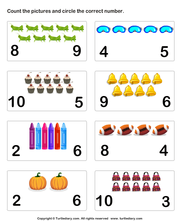 count pictures up to ten worksheet turtle diary