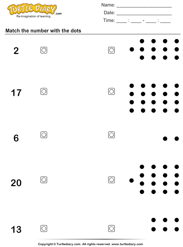 Count the Dots up to Twenty Worksheet - Turtle Diary