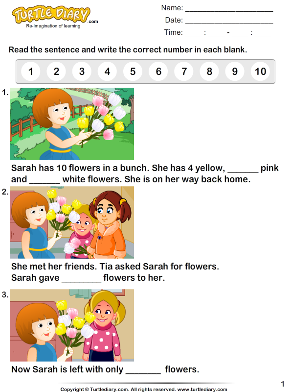 Count the Number of Flowers Worksheet Turtle Diary