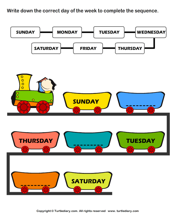 days of the week worksheet turtle diary