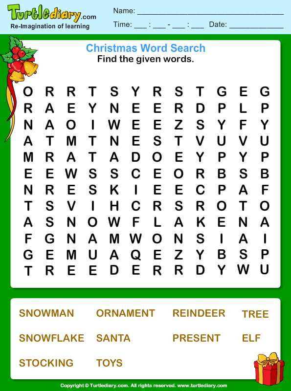 Elf Word Search Turtle Diary Worksheet