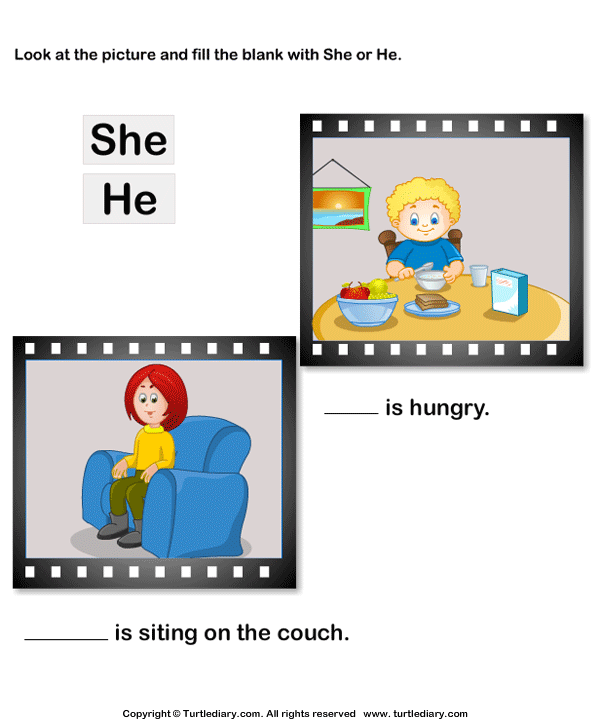 Practice Sheet She Or He Kindergarten - His/her worksheets : Here is