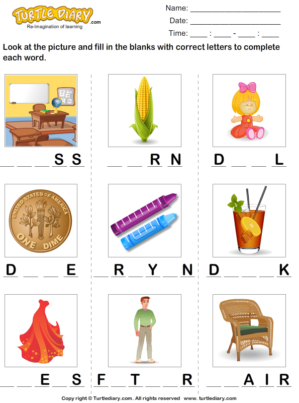 Find A Word With Missing Letters Worksheet Turtle Diary