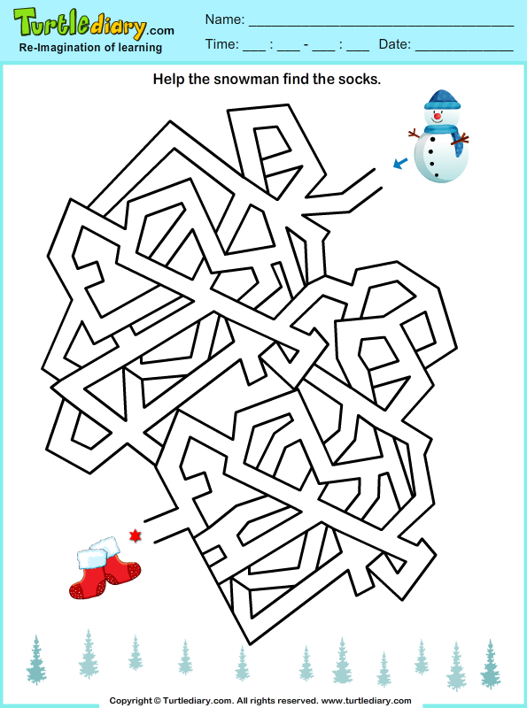 science free worksheet kindergarten for Turtle  Worksheet Maze Stockings Find  Diary