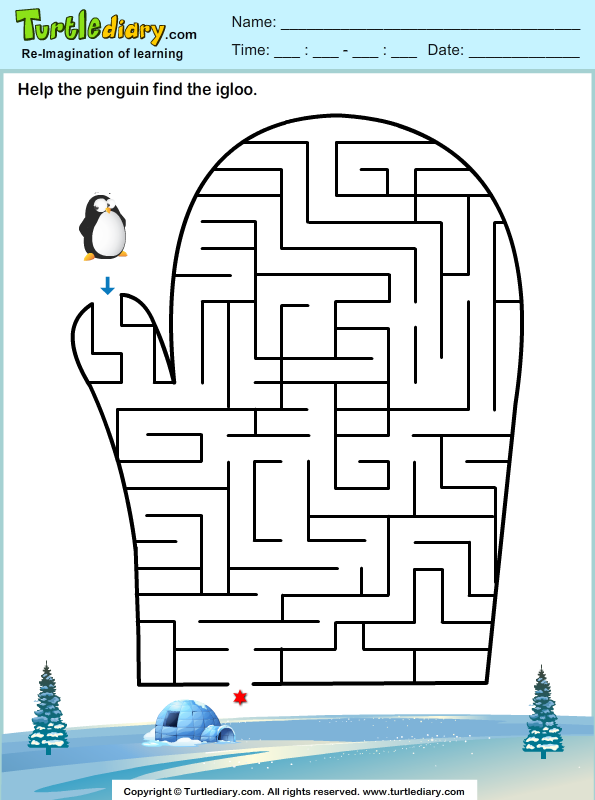Glove Maze Turtle Diary Worksheet