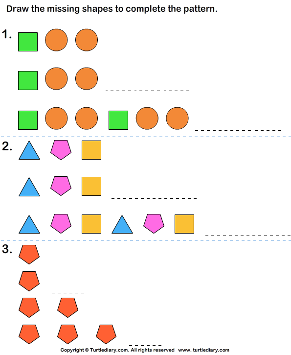 Growing Pattern With Shapes Worksheet Turtle Diary