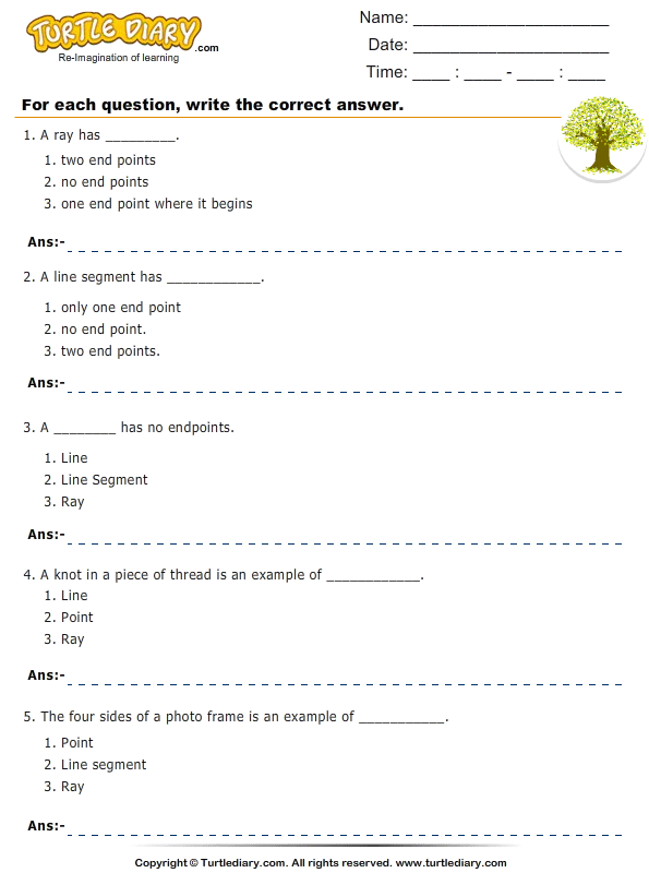 Identify Lines and Parts of Lines Worksheet - Turtle Diary