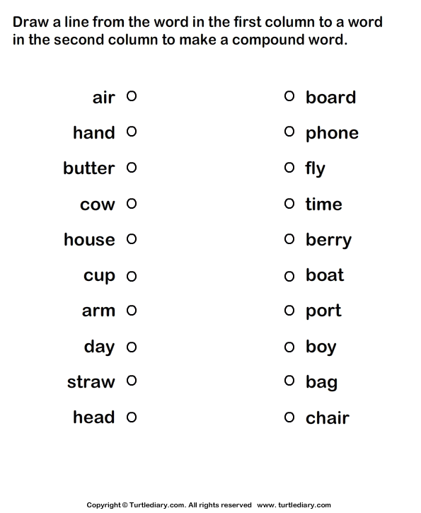 Join The Words To Make Compound Word Worksheet Turtle Diary