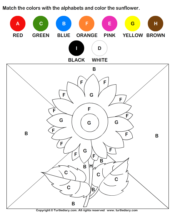 Letters to Color Worksheet - Turtle Diary