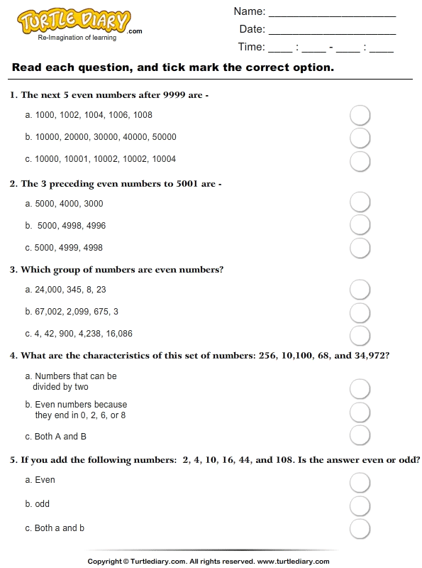 worksheets 1 multiplication grade Numbers of Even two List Worksheet Between Numbers