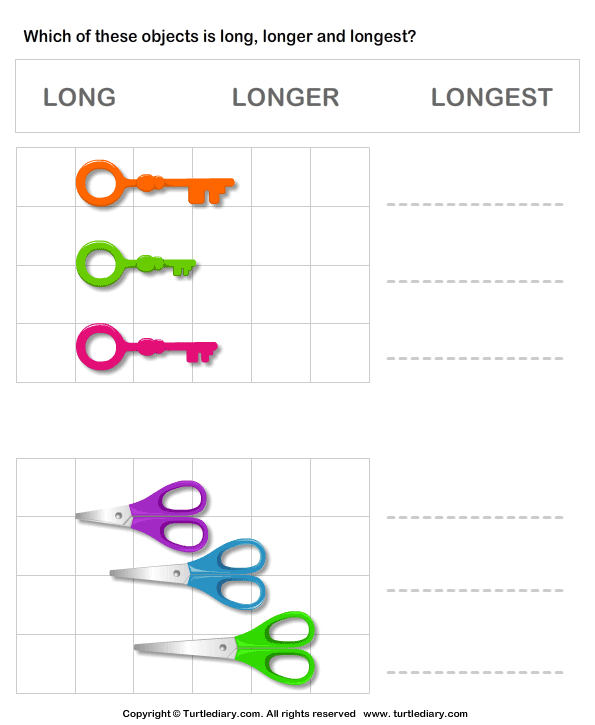 long longer longest key and scissor turtle diary worksheet