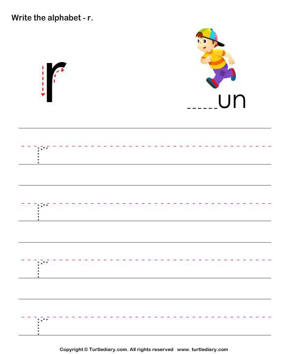 lowercase alphabet writing practice r worksheet turtle diary