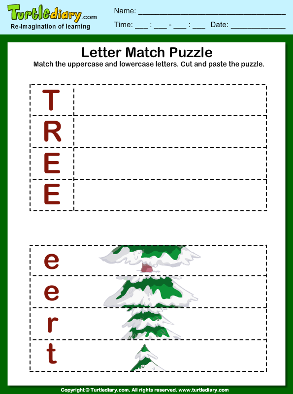 Match Letters Tree | Turtle Diary Worksheet