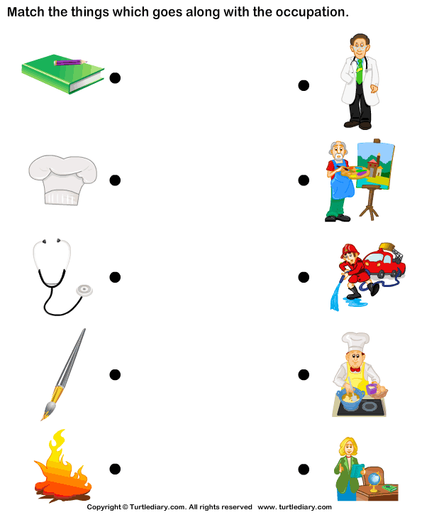 Match Objects with Occupation Worksheet - Turtle Diary