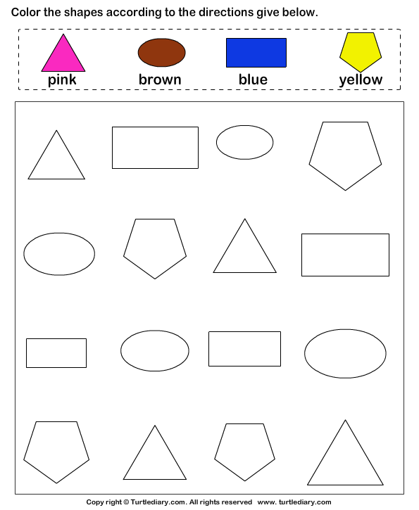 match the colors to their shapes worksheet turtle diary