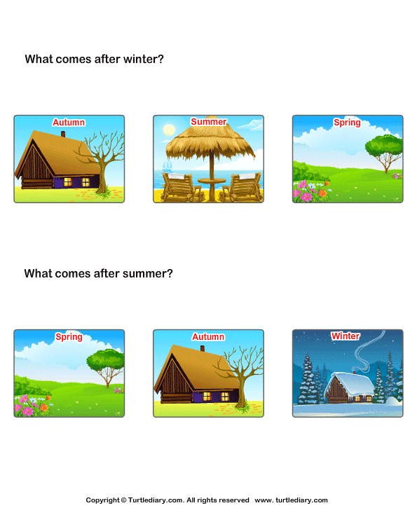 for kindergarten free online students worksheets Given Season a Worksheet Name Which After Comes Season