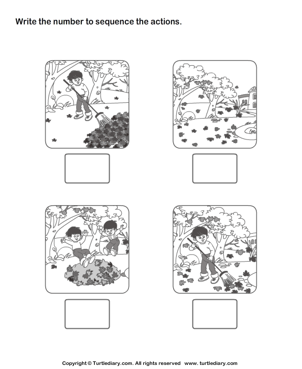 Picture Sequencing Garden Cleaning Worksheet - Turtle Diary