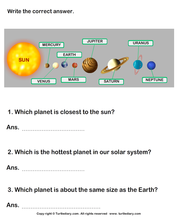 Planets In Our Solar System Worksheet Turtle Diary