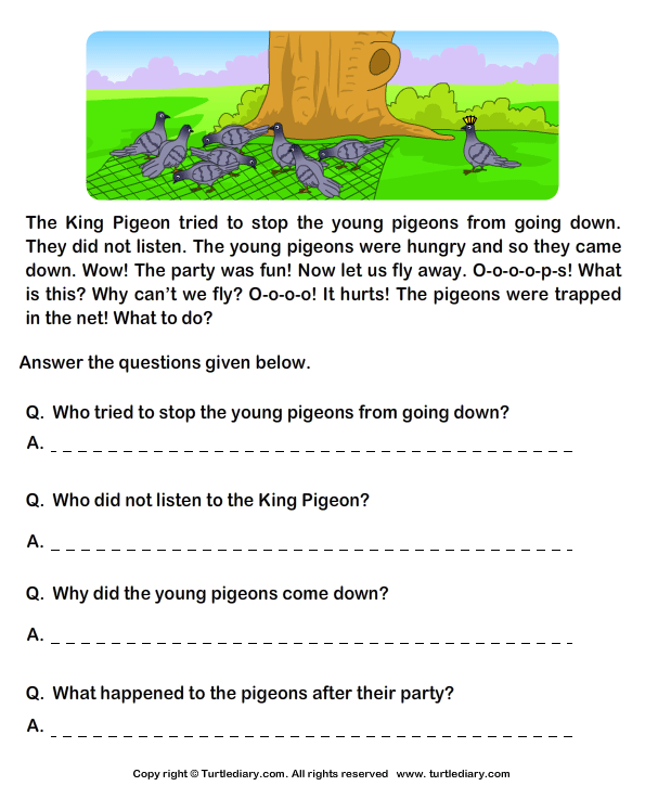 printable books grade 1 for pdf free story Comprehension the Answer Read Hunter Pigeons and and