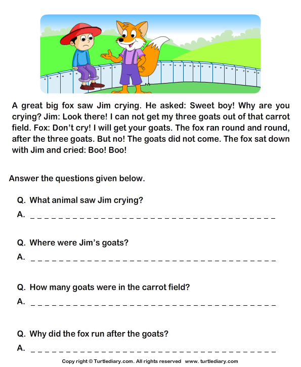 exercises english d class Read Answer Goats Comprehension and the his and Jim