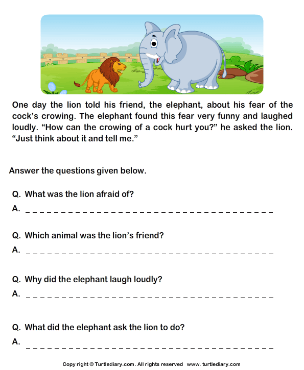 Read Prehension Lion And Cock And Answer The Questions