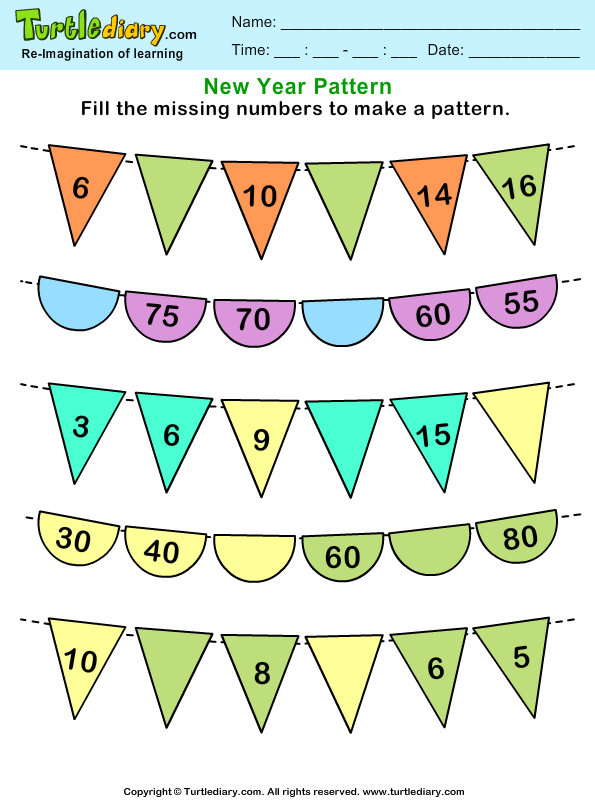 Recognize Number Patterns And Complete Them Turtle Diary Worksheet