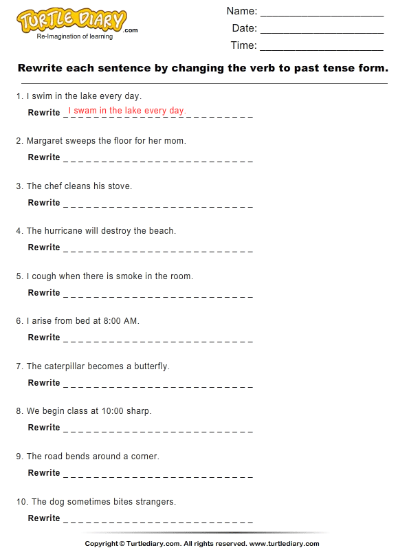 Change Sentence Starters Worksheet