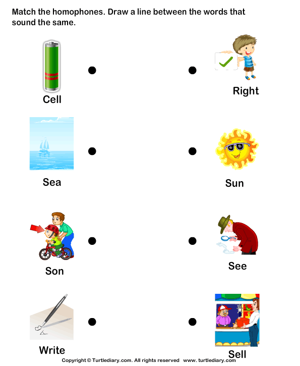 Same Sound Words Matching Worksheet - Turtle Diary