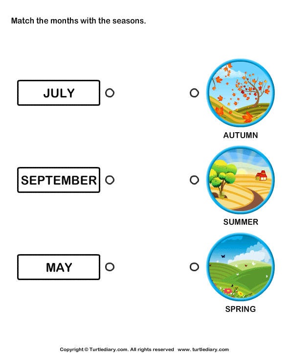 Seasons Matching with Months Turtle Diary Worksheet