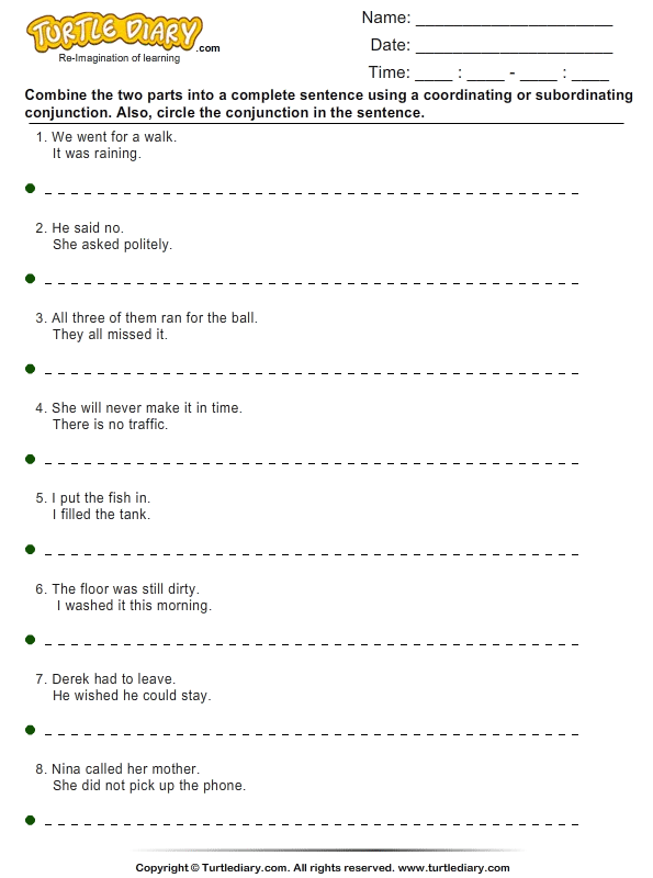 worksheets grade phonics 3 free Sentence Worksheet  Diary Combining Turtle
