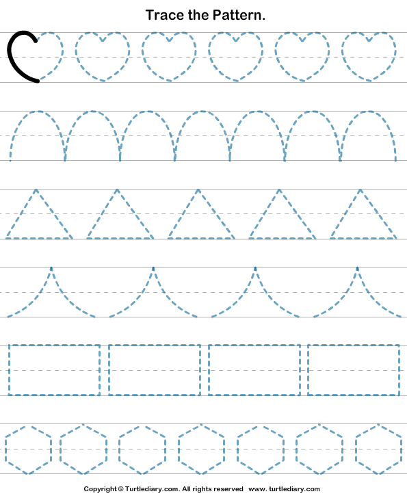 shapes tracing worksheet turtle diary