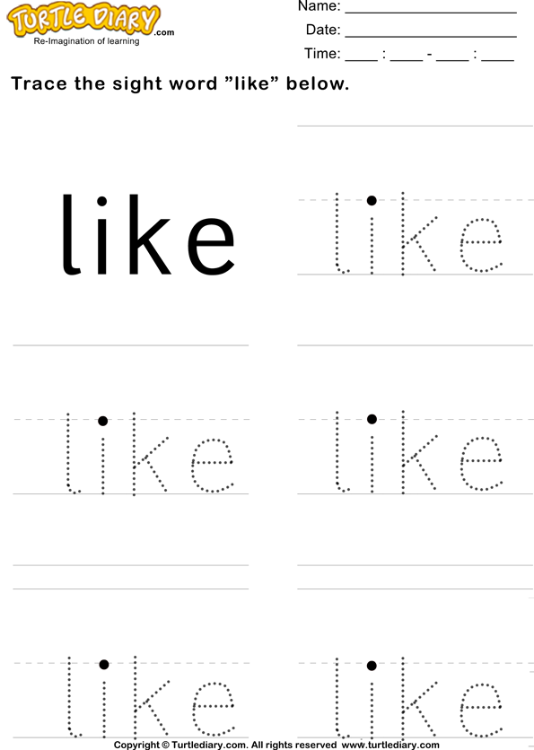 Sight Word Like Worksheet Free