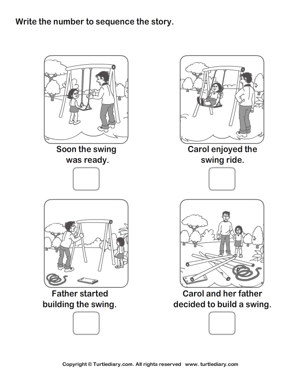 Story Sequencing Carol and Swing Turtle Diary Worksheet