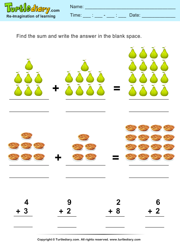 Thanksgiving Addition Worksheet Turtle Diary